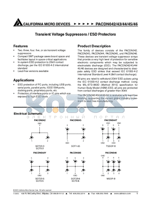 PACDN044 datasheet - Transient Voltage Suppressors / ESD Protectors