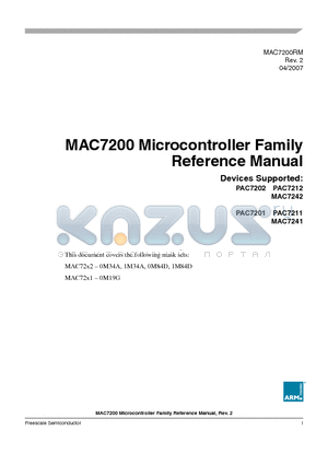 PAC7202VPV70 datasheet - MAC7200 Microcontroller Family Reference Manual