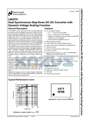 LM3370 datasheet - Dual Synchronous Step-Down DC-DC Converter with Dynamic Voltage Scaling Function
