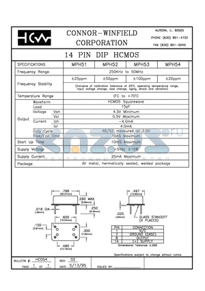 MPH52 datasheet - 14 PIN DIP HCMOS