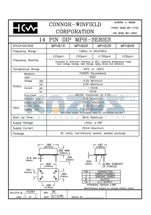 MPH62R datasheet - 14 PIN DIP MPH-SERIES
