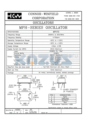 MPH73 datasheet - MPH-SERIES OSCILLATOR