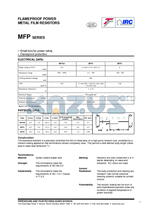 MFP16K8GR datasheet - FLAMEPROOF POWER METAL FILM RESISTORS