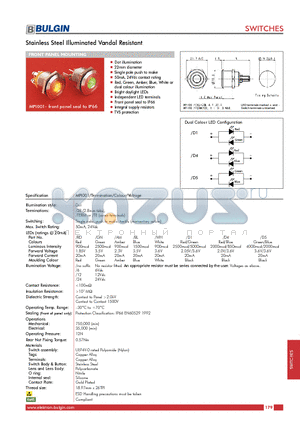 MPI001 datasheet - Stainless Steel Illuminated Vandal Resistant