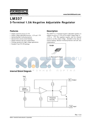 LM337T datasheet - 3-Terminal 1.5A Negative Adjustable Regulator