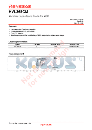 HVL368CM datasheet - Variable Capacitance Diode for VCO