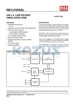 IS61LV256AL-10J datasheet - 32K x 8 LOW VOLTAGE CMOS STATIC RAM