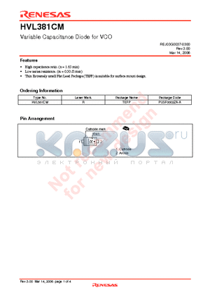 HVL381CM datasheet - Variable Capacitance Diode for VCO