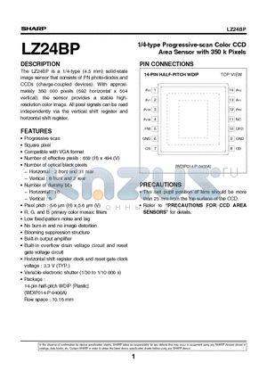 LZ24BP datasheet - 1/4-type Progressive-scan Color CCD Area Sensor with 350 k Pixels