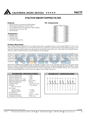 PACTF datasheet - P/ACTIVE EMI/RFITAPPED FILTER