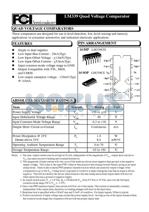 LM339 datasheet - QUAD VOLTAGE COMPARATORS