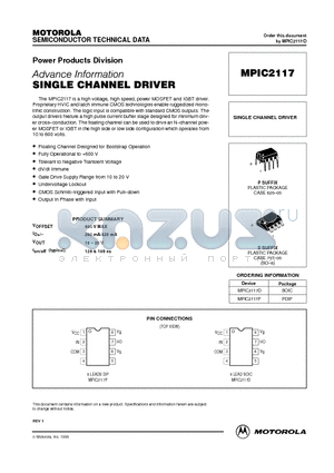 MPIC2117D datasheet - SINGLE CHANNEL DRIVER
