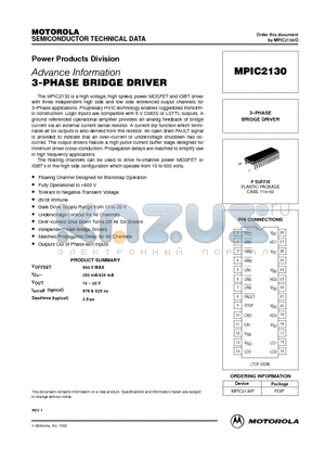 MPIC2130P datasheet - 3-PHASE BRIDGE DRIVER