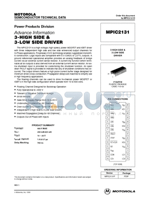 MPIC2131 datasheet - 3 HIGH SIDE & 3 LOW SIDE DRIVER