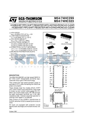 M54HC323 datasheet - CLEAR HC299 /HC323 8BITPIPOSHIFTREGISTERWITHSYNCHRONOUS