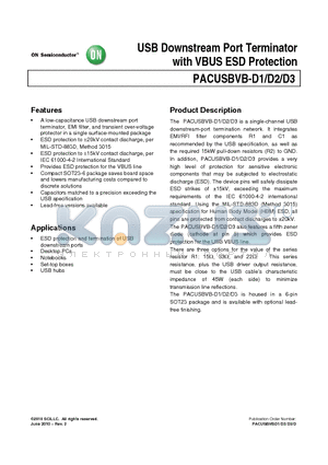 PACUSBVB-D1 datasheet - USB Downstream Port Terminator with VBUS ESD Protection