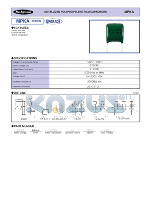 MPKA datasheet - METALLIZED POLYPROPYLENE FILM CAPACITORS