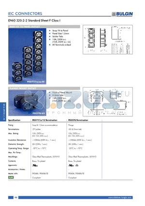 PX0578/63 datasheet - EN60 320-2-2 Standard Sheet F Class I