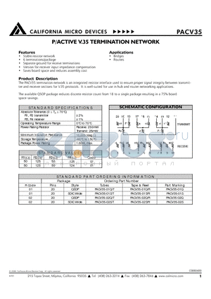 PACV35-01ST datasheet - P/ACTIVE V.35 TERMINATION NETWORK