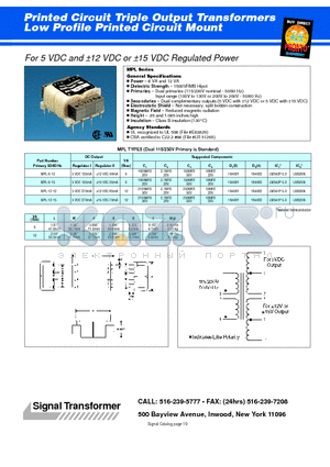 MPL-12-12 datasheet - 5 VDC and a12 VDC or a15 VDC Regulated Power