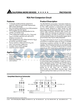 PACVGA105Q datasheet - VGA Port Companion Circuit