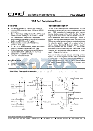 PACVGA203QR datasheet - VGA Port Companion Circuit