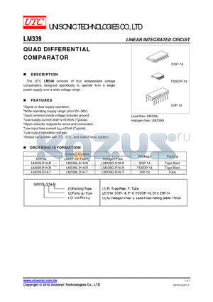 LM339L-P14-R datasheet - QUAD DIFFERENTIAL COMPARATOR