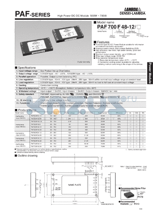 PAF500F24-12 datasheet - High Power DC-DC Module 500W ~ 700W