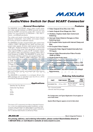 MAX9595CTM datasheet - Audio/Video Switch for Dual SCART Connector