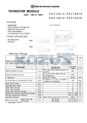 PAH10012 datasheet - THYRISTOR MODULE