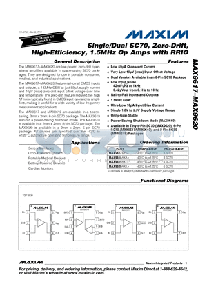 MAX9617_11 datasheet - Single/Dual SC70, Zero-Drift, High-Efficiency, 1.5MHz Op Amps with RRIO