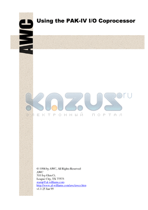 PAK-IV datasheet - Using the PAK-IV I/O Coprocessor