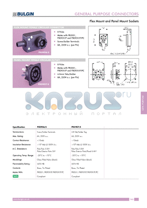 PX0956 datasheet - Flex Mount and Panel Mount Sockets