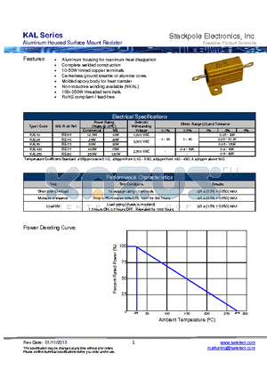 KAL10 datasheet - Aluminum Housed Surface Mount Resistor