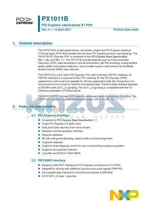 PX1011B-EL1 datasheet - PCI Express stand-alone X1 PHY Receiver detection