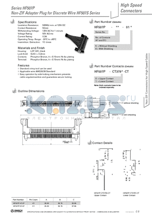 HF507P-41-015 datasheet - Non-ZIF Adapter Plug for Discrete Wire