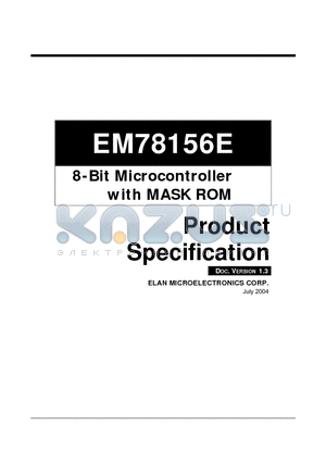 EM78156EM datasheet - 8-Bit Microcontroller with MASK ROM