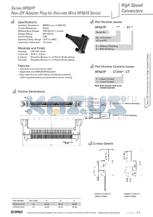 HF507S-51-04 datasheet - Non-ZIF Adapter Plug for Discrete Wire