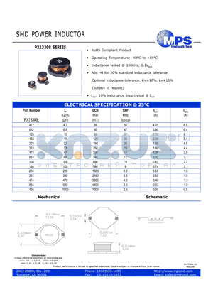 PX13308-223 datasheet - SMD POWER INDUCTOR