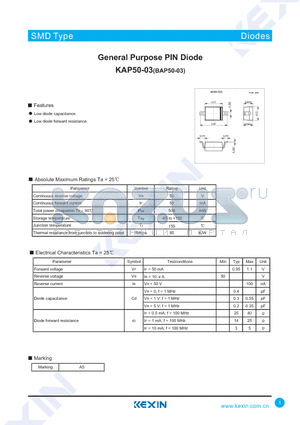 KAP50-03 datasheet - General Purpose PIN Diode