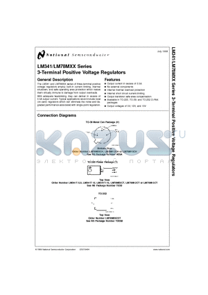 LM341T-12 datasheet - 3-Terminal Positive Voltage Regulators