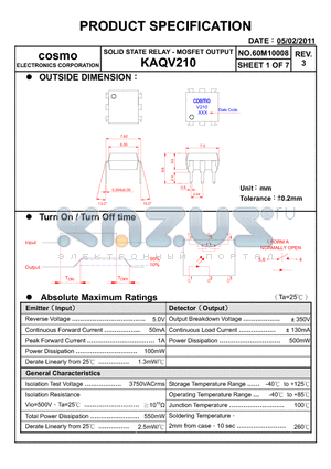 KAQV210_11 datasheet - Electro-optical Characteristics