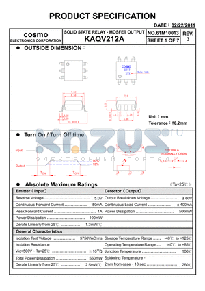 KAQV212A_11 datasheet - PRODUCT SPECIFICATION