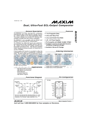 MAX9687CSE datasheet - Dual, Ultra-Fast ECL-Output Comparator