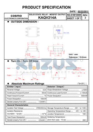 KAQV214A_11 datasheet - PRODUCT SPECIFICATION