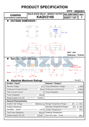 KAQV214S_11 datasheet - PRODUCT SPECIFICATION