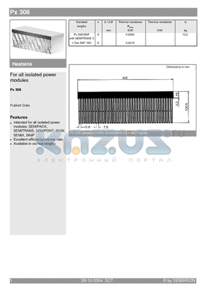 PX308/300F datasheet - Heatsink For all isolated power modules