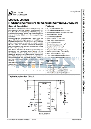 LM3421 datasheet - N-Channel Controllers for Constant Current LED Drivers