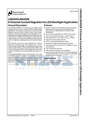 LM3432B datasheet - 6-Channel Current Regulator for LED Backlight Application