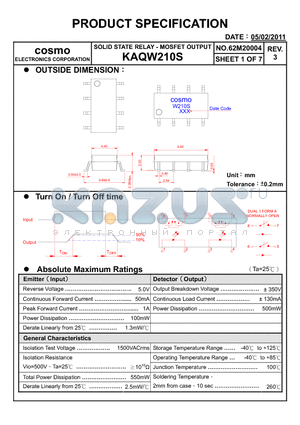 KAQW210S_11 datasheet - PRODUCT SPECIFICATION